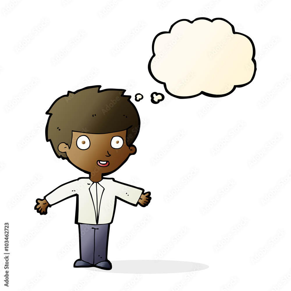 cartoon happy boy with thought bubble cartoon happy boy with thought bubble