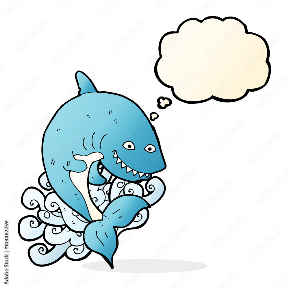 Fototapeta premium cartoon shark with thought bubble
