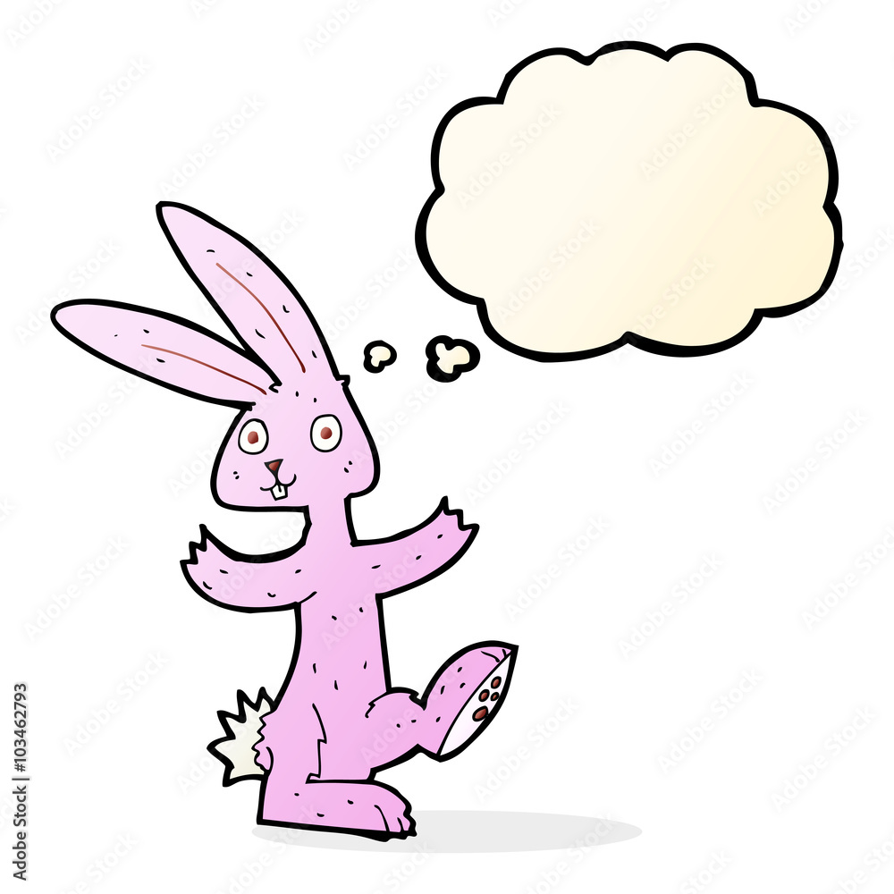 cartoon rabbit with thought bubble