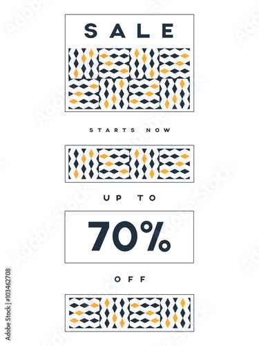 Sale poster with bohemian style patter for fashion discounts and special offers. Shopping promotion banner.