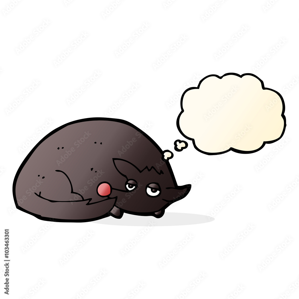 cartoon curled up dog with thought bubble cartoon curled up dog with thought bubble