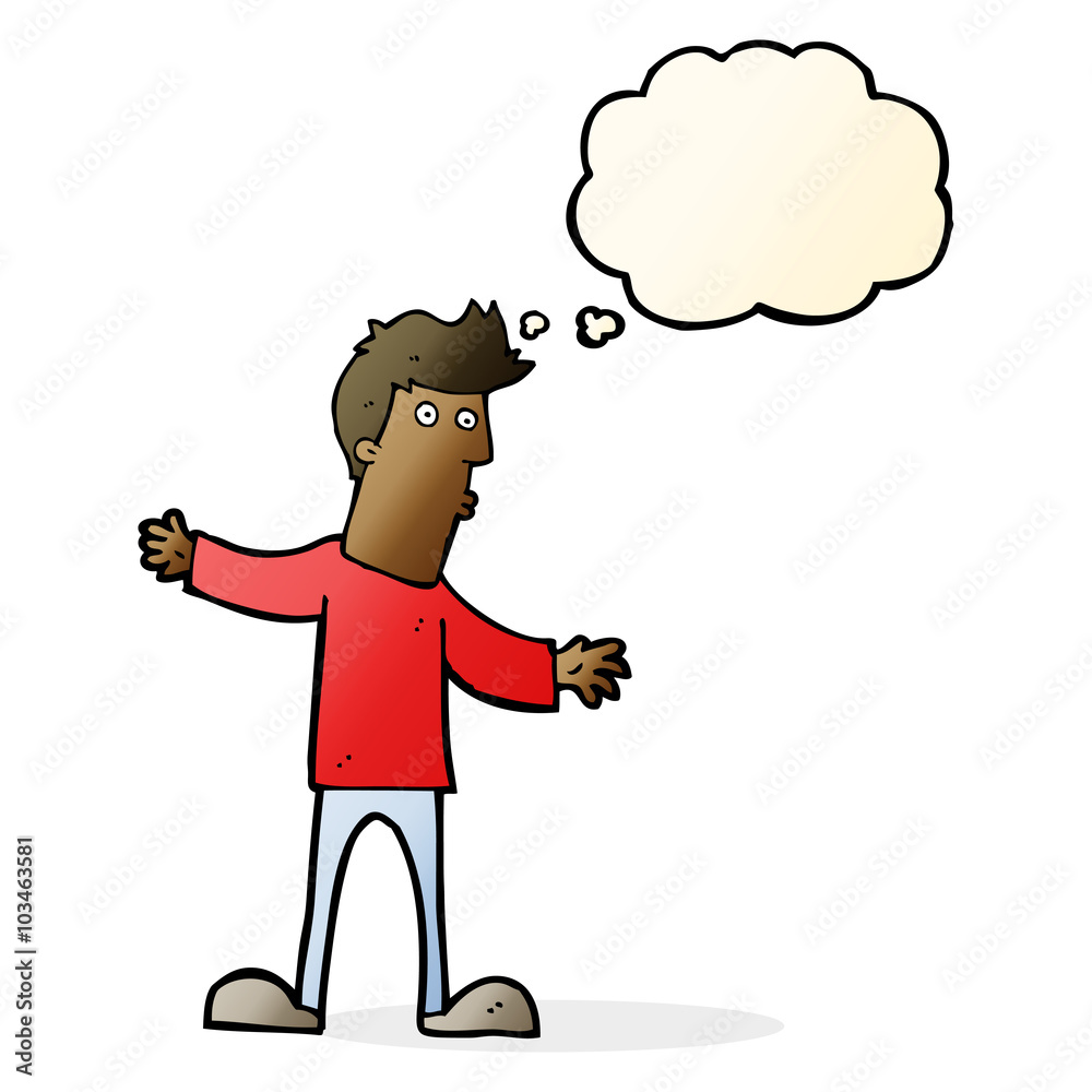 Fototapeta premium cartoon curious man with thought bubble