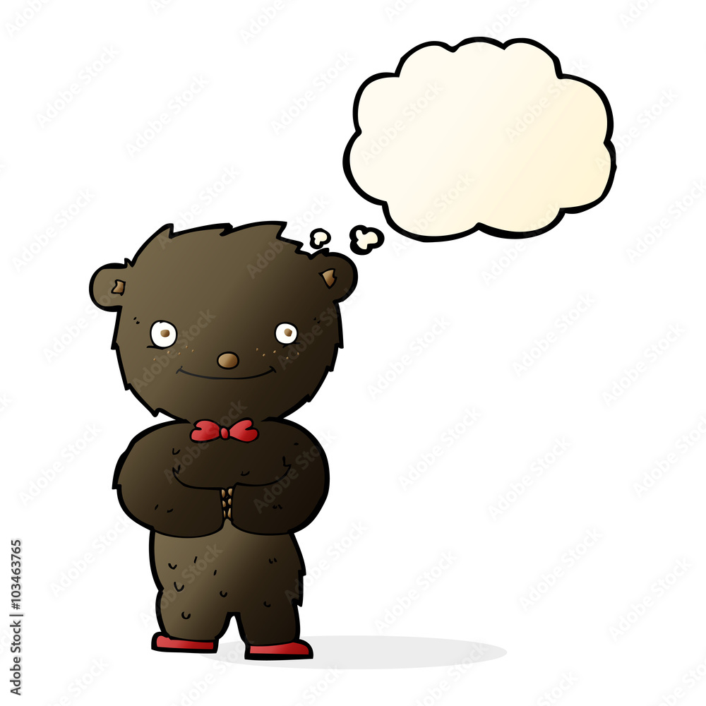 cartoon little black bear with thought bubble cartoon little black bear with thought bubble