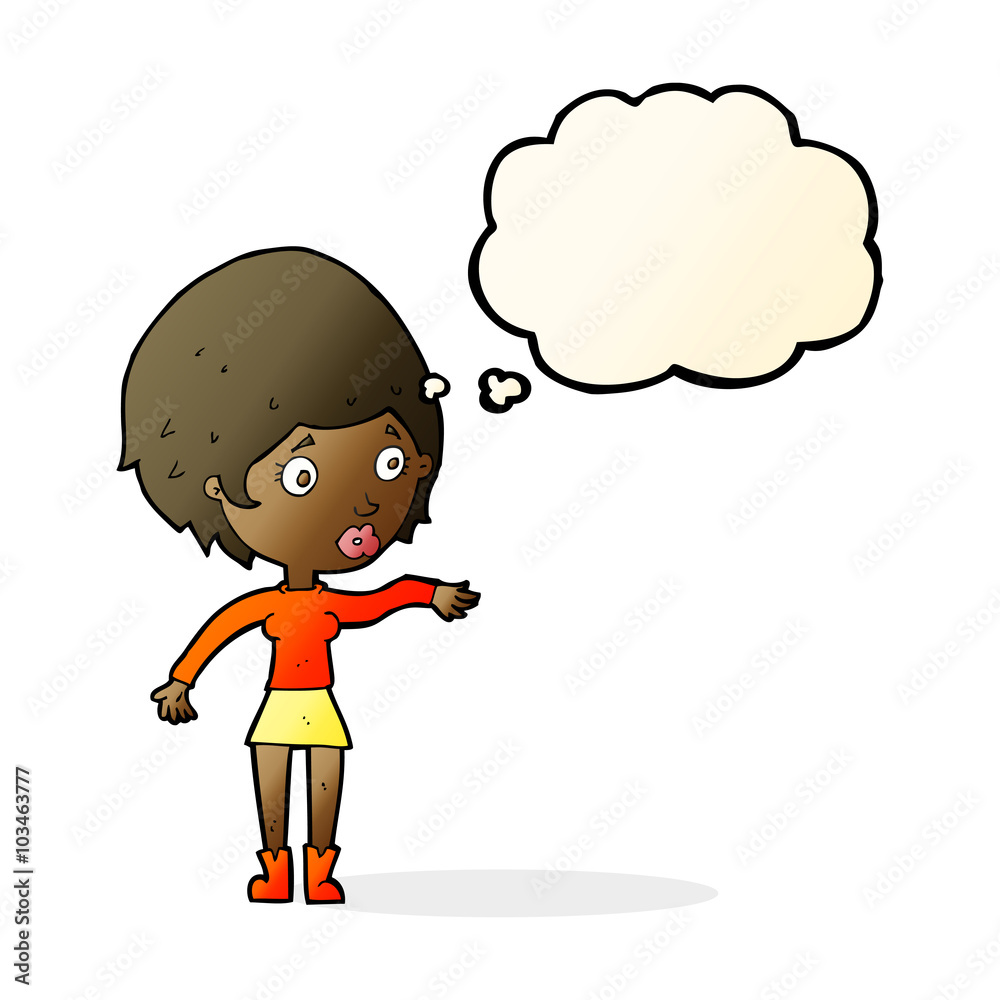 cartoon concerned woman reaching out with thought bubble cartoon concerned woman reaching out with thought bubble