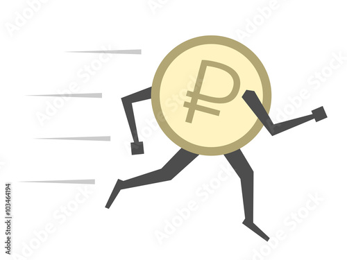 Russian ruble running isolated