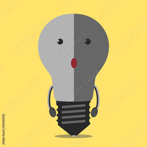 Turned off lightbulb character