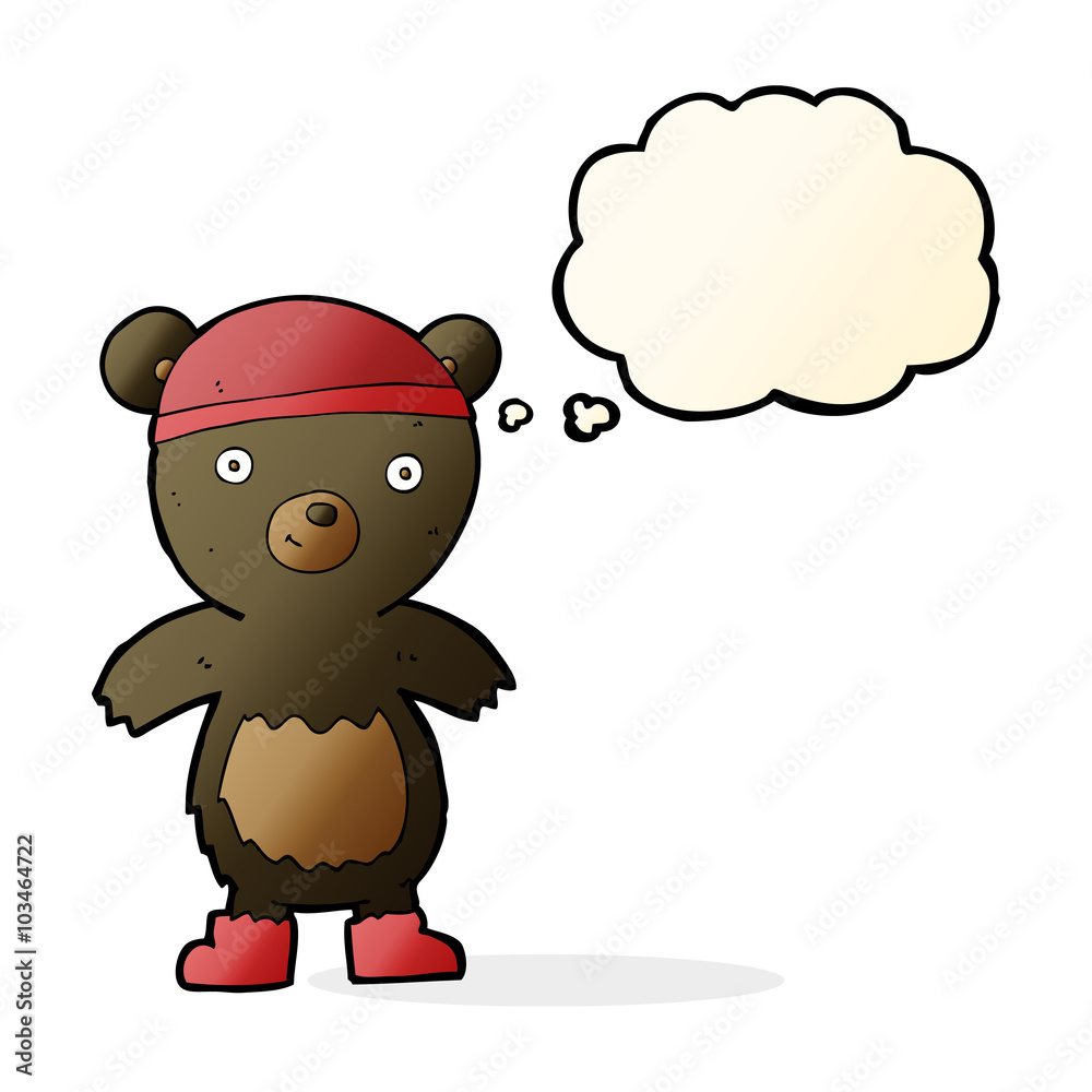 Fototapeta premium cartoon cute black bear with thought bubble