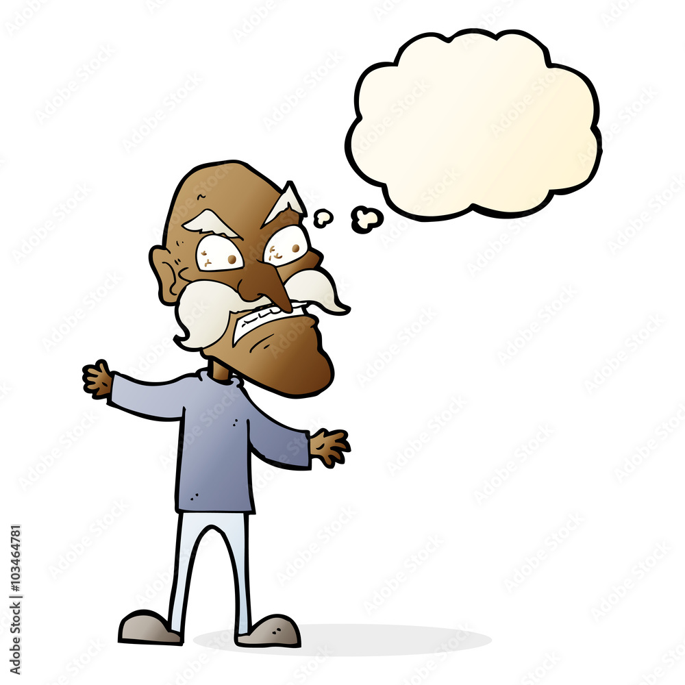 cartoon angry old man with thought bubble cartoon angry old man with thought bubble