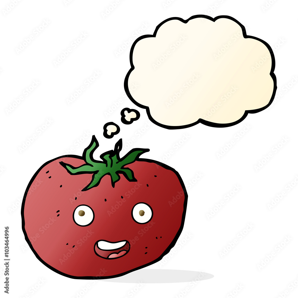 cartoon tomato with thought bubble cartoon tomato with thought bubble