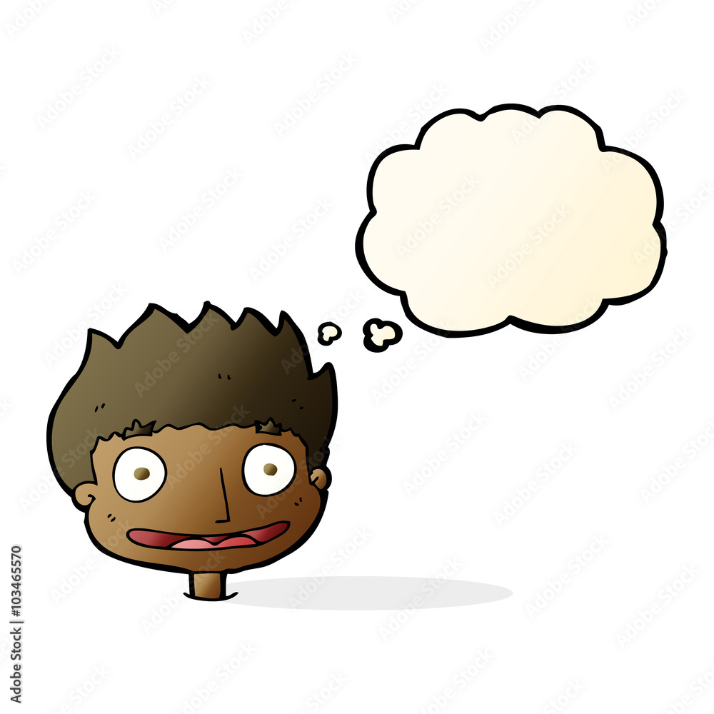 cartoon happy boy with thought bubble cartoon happy boy with thought bubble