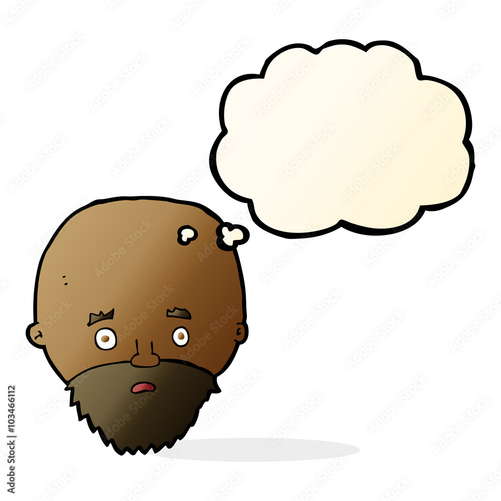 cartoon shocked man with beard with thought bubble cartoon shocked man with beard with thought bubble