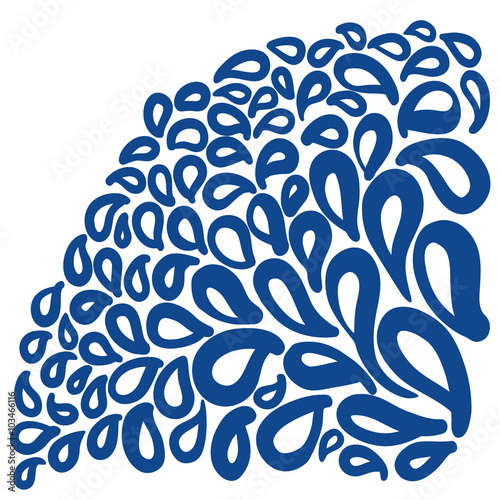 Ornament elements in blue and white colors.