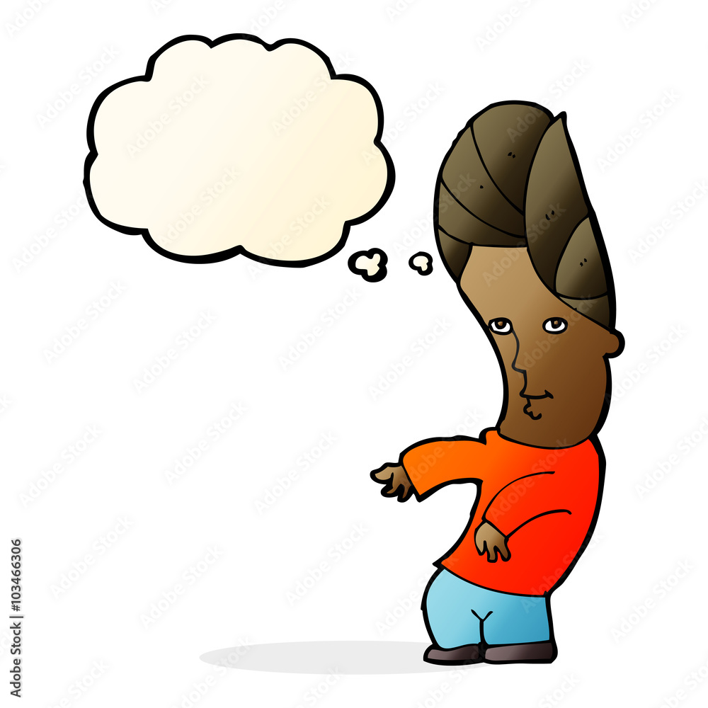 Fototapeta premium cartoon man with no worries with thought bubble