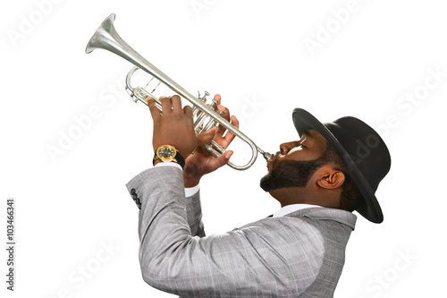 Trumpeter performing. photo