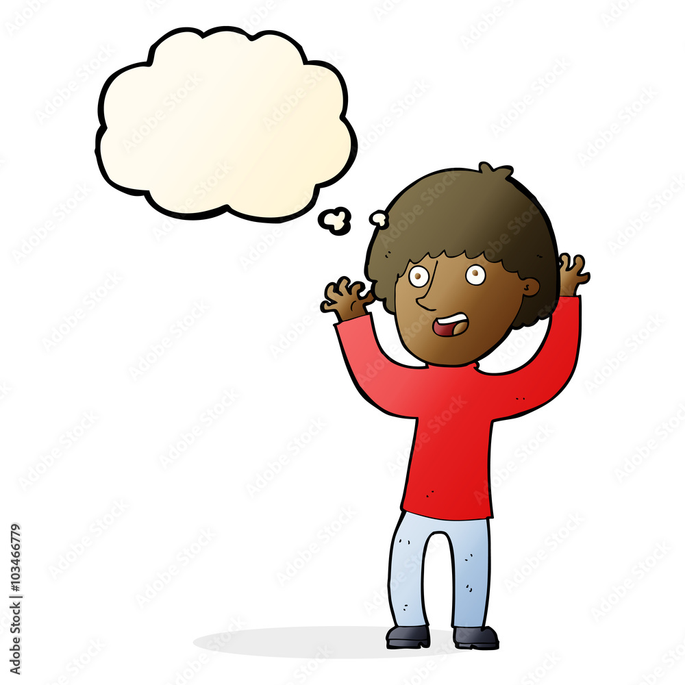 cartoon happy boy laughing with thought bubble cartoon happy boy laughing with thought bubble