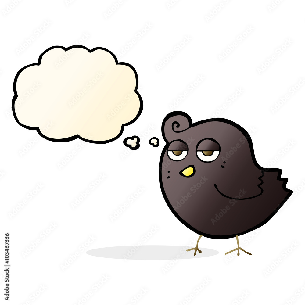 cartoon bird with thought bubble cartoon bird with thought bubble