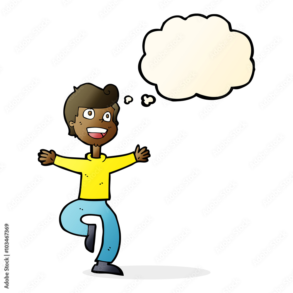 cartoon excited boy with thought bubble cartoon excited boy with thought bubble