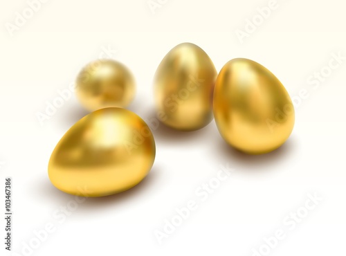 Golden eggs, vector illustration.