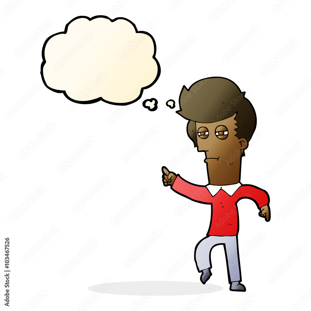 cartoon man accusing with thought bubble cartoon man accusing with thought bubble