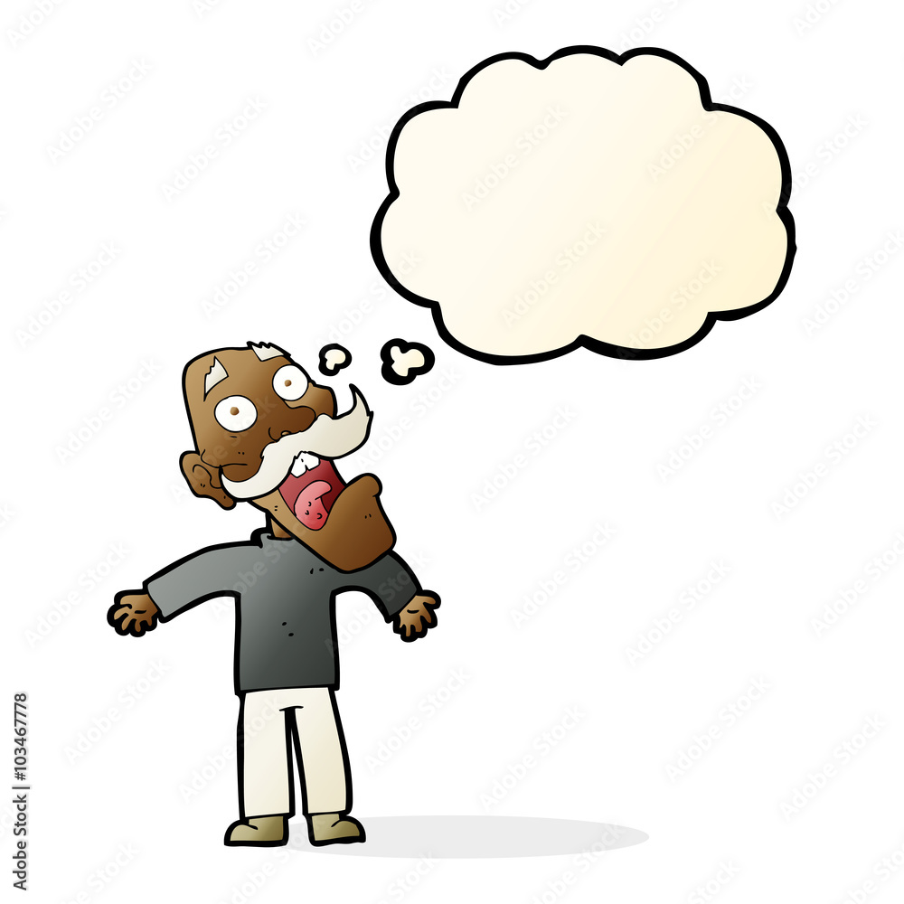cartoon terrified old man with thought bubble cartoon terrified old man with thought bubble