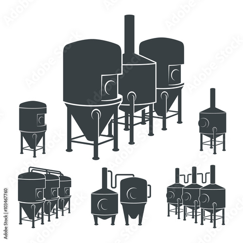 Set - beer brewery elements, icons, logos. Vector