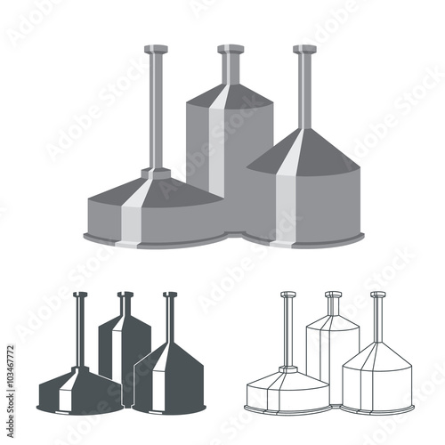 Set - beer brewery elements, icons, logos. Vector