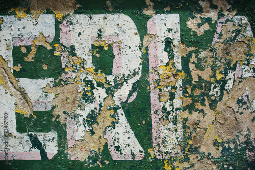 Letter detail of handpainted advertising sign photo