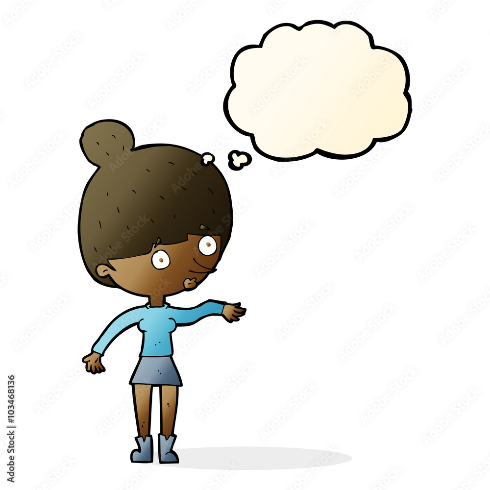cartoon surprised woman with thought bubble cartoon surprised woman with thought bubble