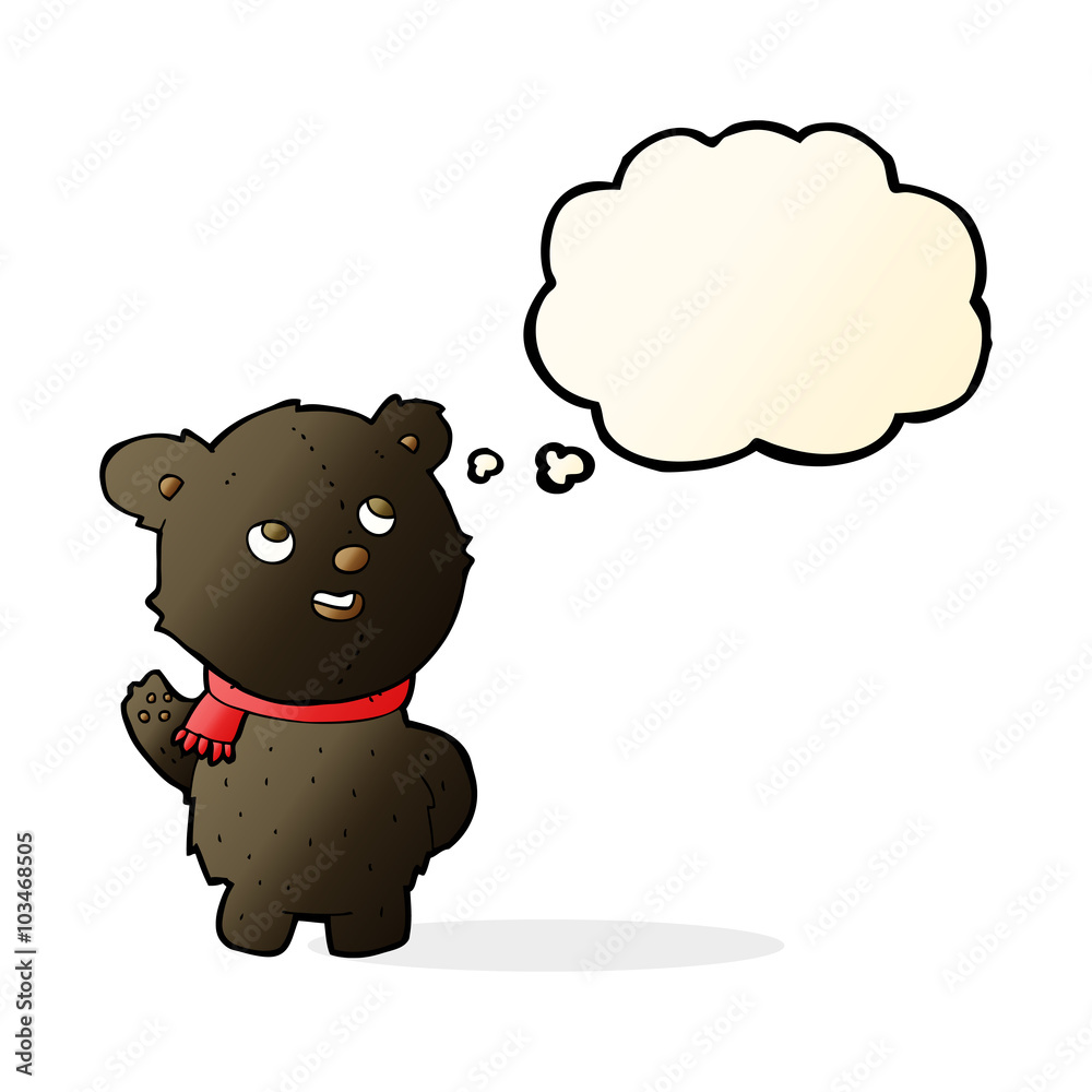 cartoon cute black bear cub with thought bubble cartoon cute black bear cub with thought bubble