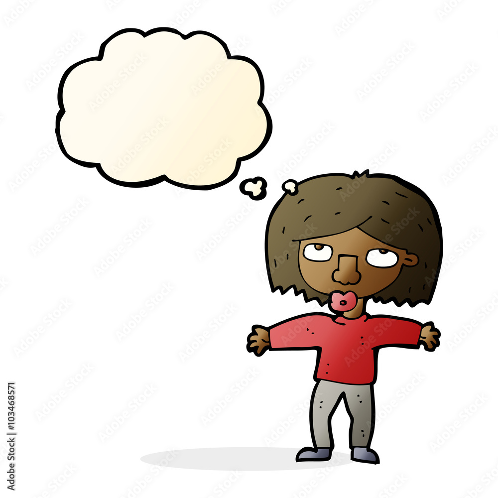 cartoon girl looking upwards with thought bubble cartoon girl looking upwards with thought bubble