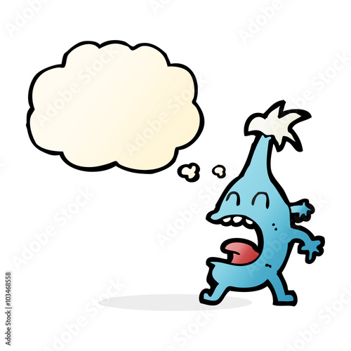 cartoon funny creature with thought bubble