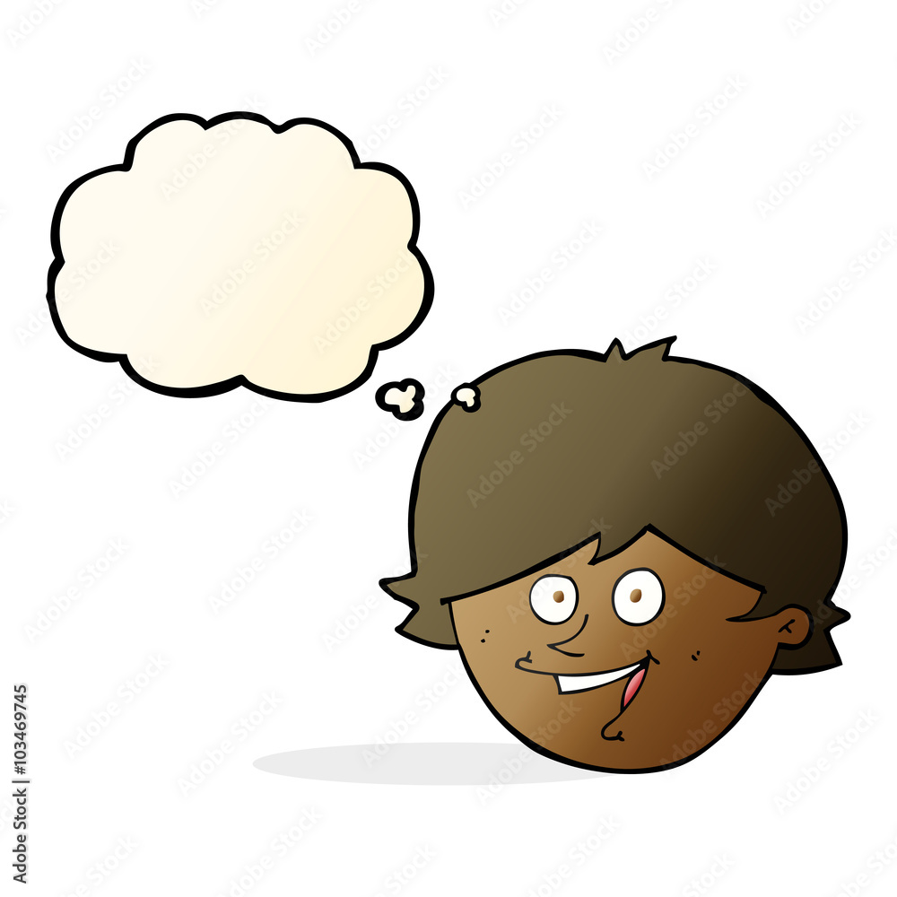 cartoon happy boy face with thought bubble cartoon happy boy face with thought bubble