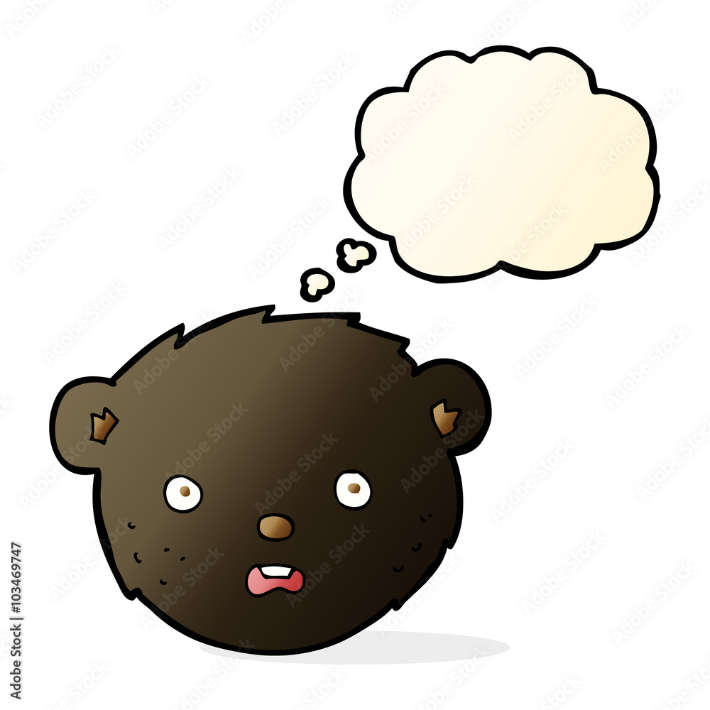 cartoon black bear face with thought bubble cartoon black bear face with thought bubble
