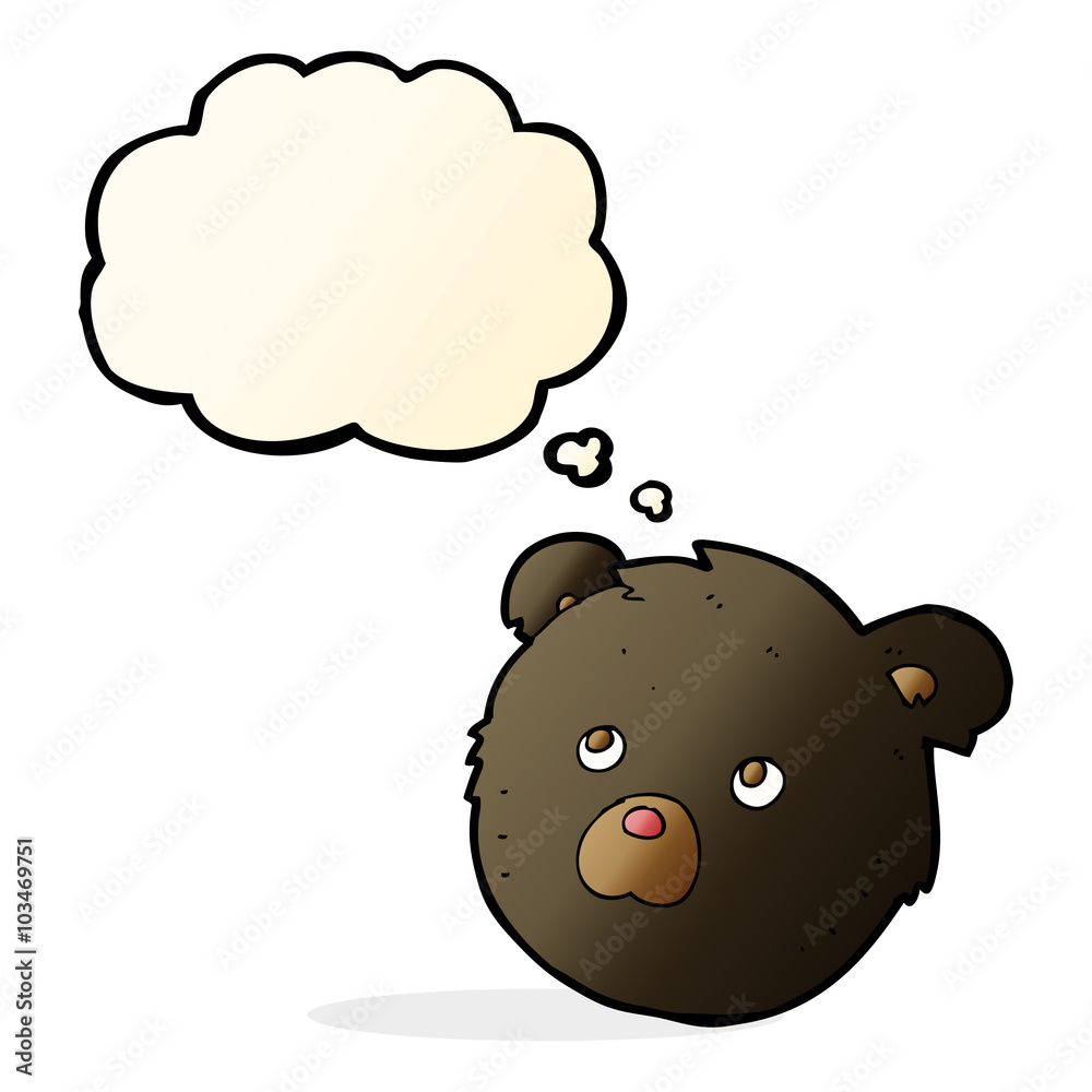 cartoon black bear face with thought bubble cartoon black bear face with thought bubble