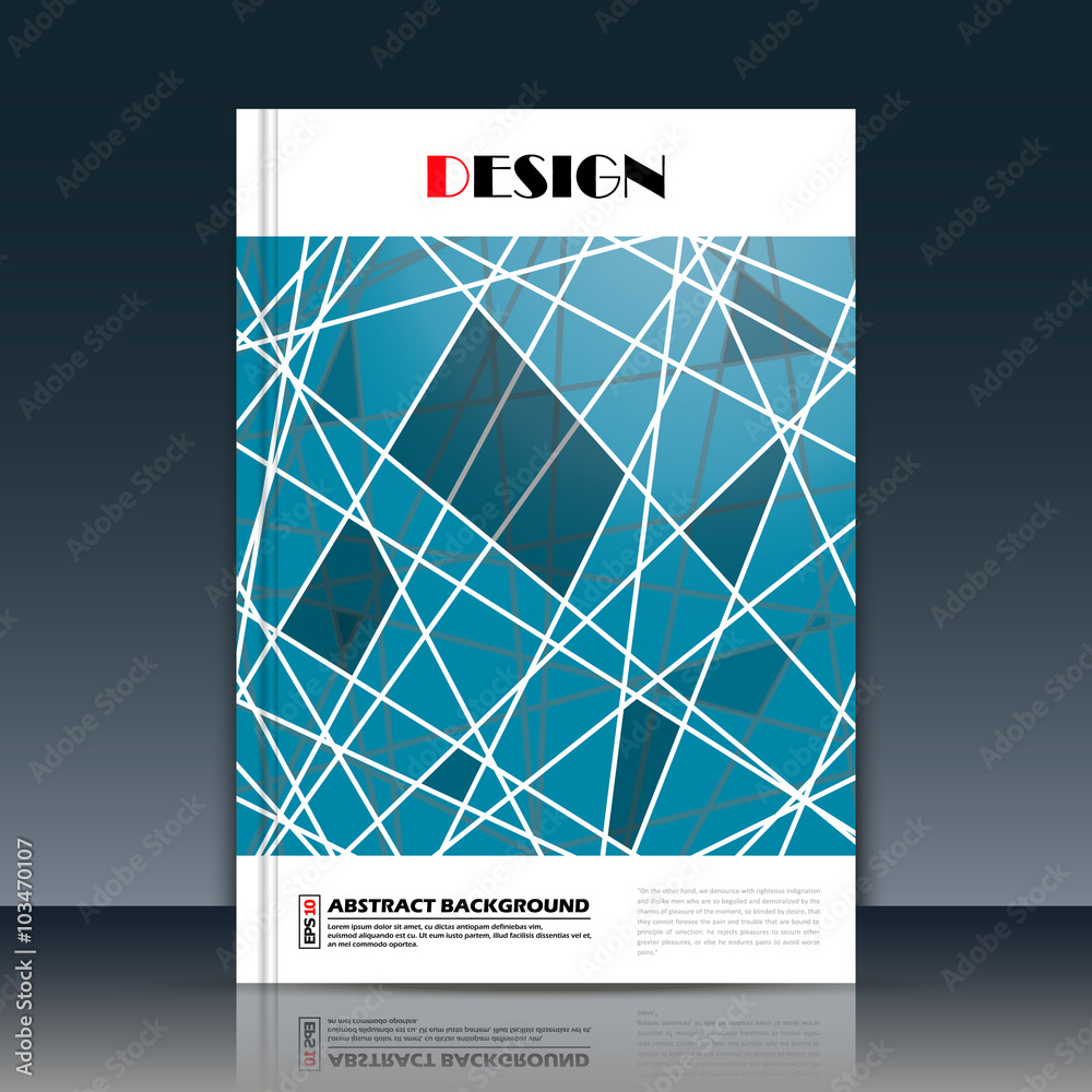 Abstract composition. Lines plexus construction icon. Tangle weave text frame surface. Blue a4 brochure title page. Creative figure. Logo, trademark style. Banner form art. Minimalistic modern flyer