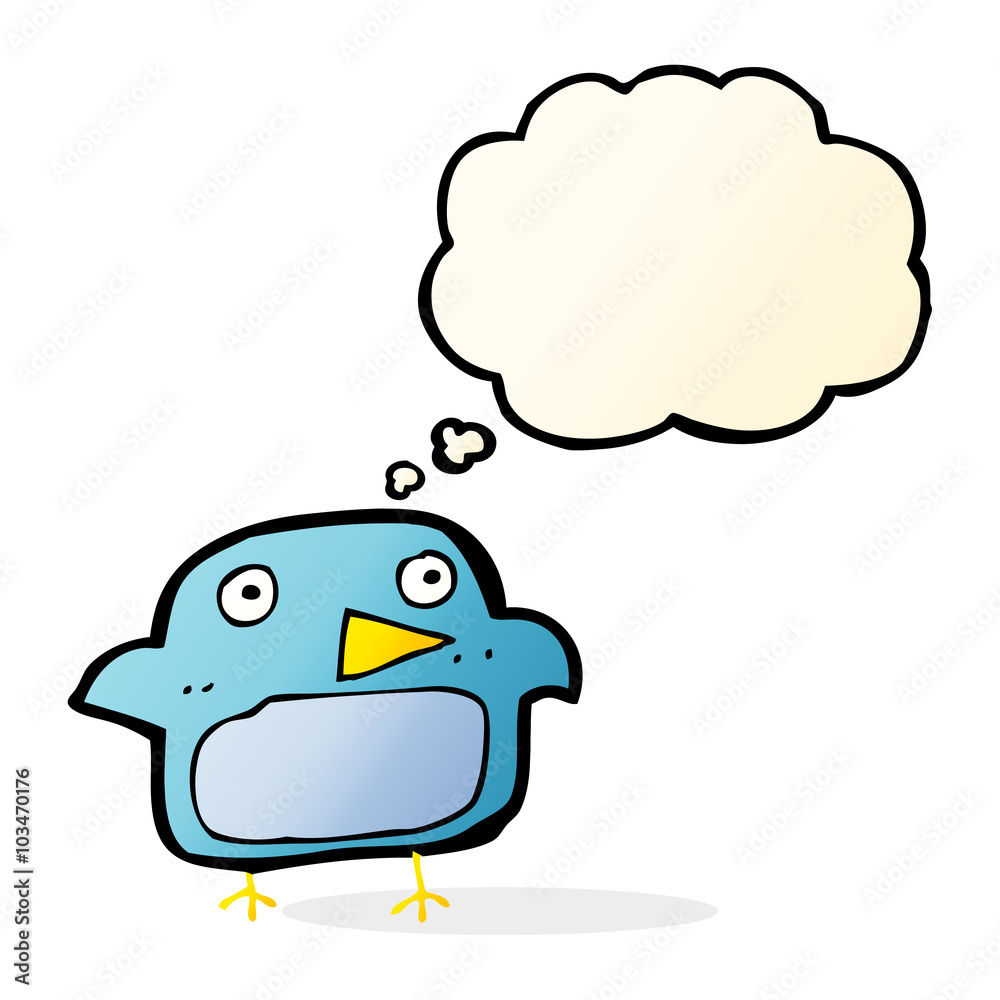 cartoon bluebird with thought bubble cartoon bluebird with thought bubble