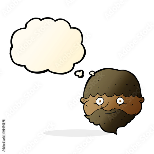 cartoon bearded man with thought bubble
