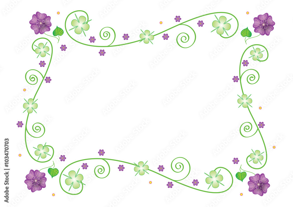 Spring abstract postcard. Vector illustration frame with flowers with space for text.
