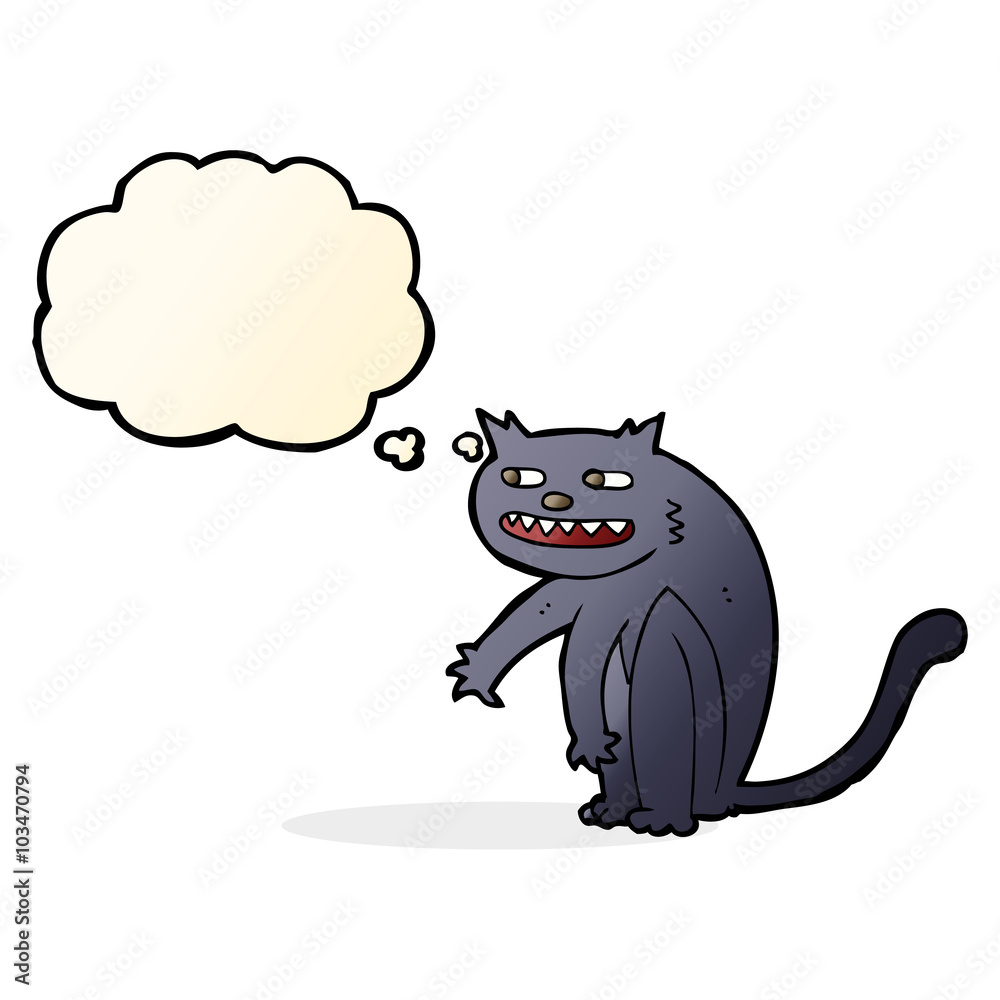 cartoon black cat with thought bubble cartoon black cat with thought bubble