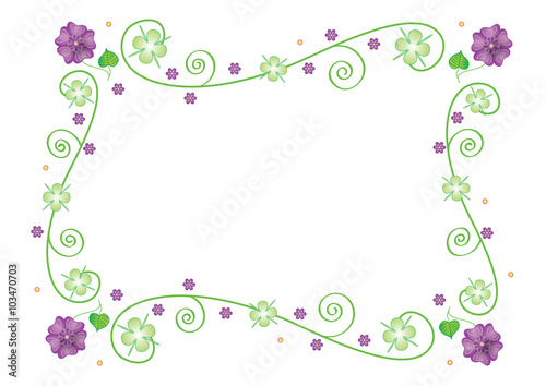 Spring abstract postcard. Vector illustration frame with flowers with space for text.