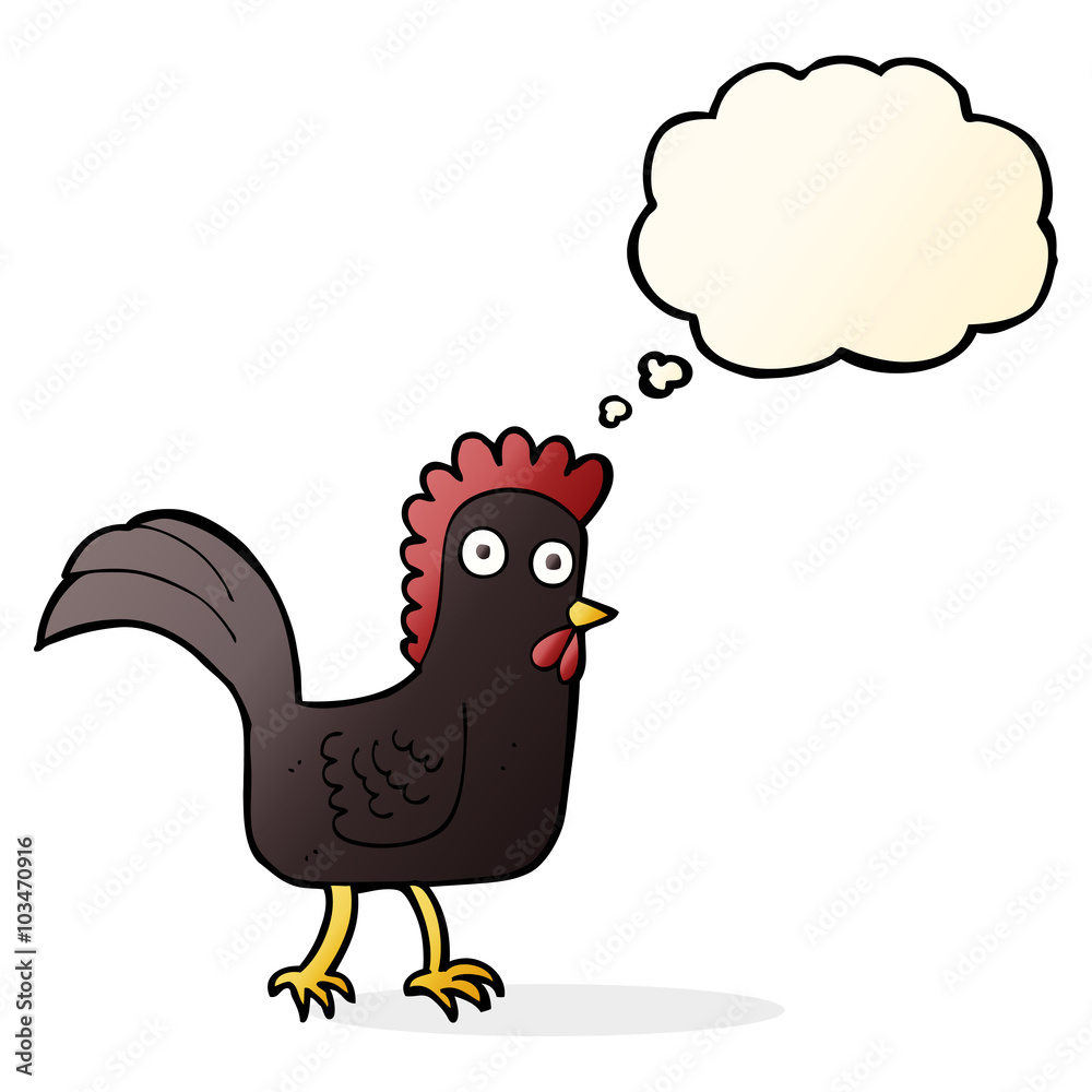 cartoon chicken with thought bubble cartoon chicken with thought bubble