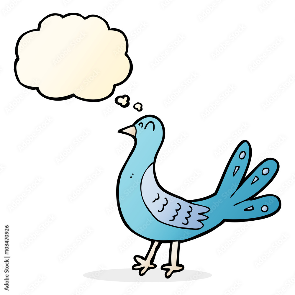 cartoon bird with thought bubble cartoon bird with thought bubble