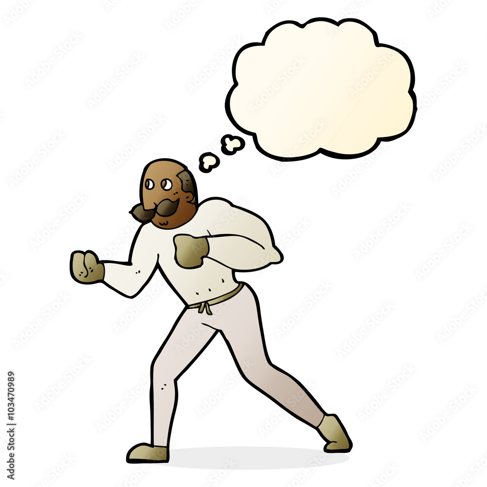 Fototapeta premium cartoon retro boxer man with thought bubble