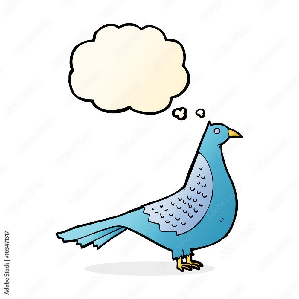 cartoon bird with thought bubble cartoon bird with thought bubble