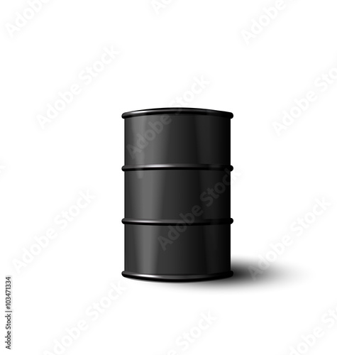 Black Metal Barrel of Oil Isolated on White Background