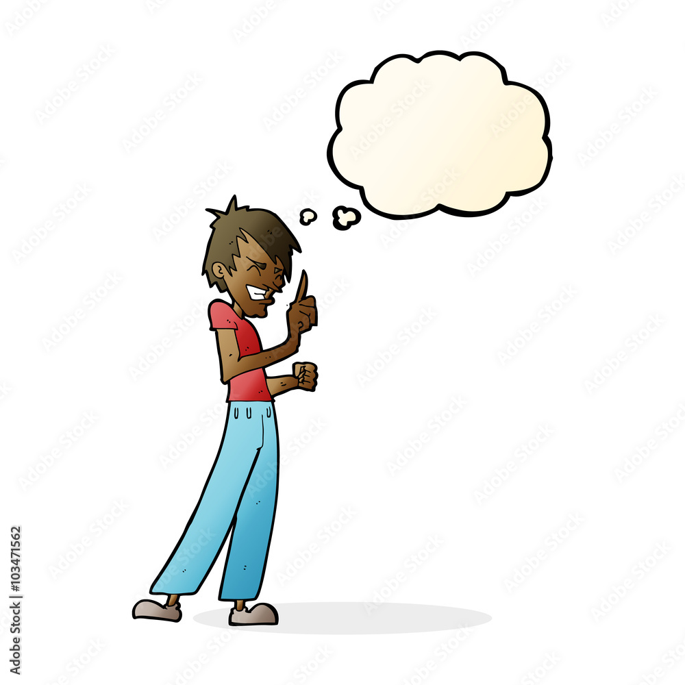 Fototapeta premium cartoon angry man arguing with thought bubble