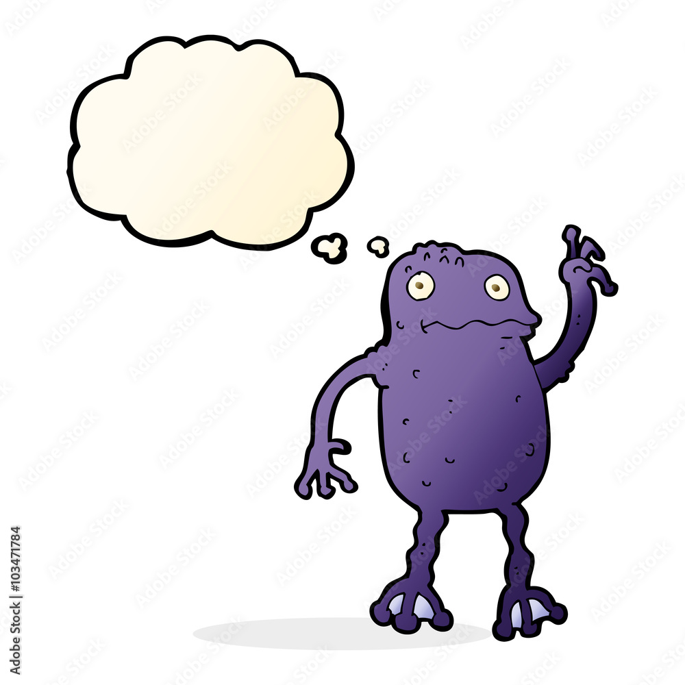Naklejka premium cartoon poisonous frog with thought bubble