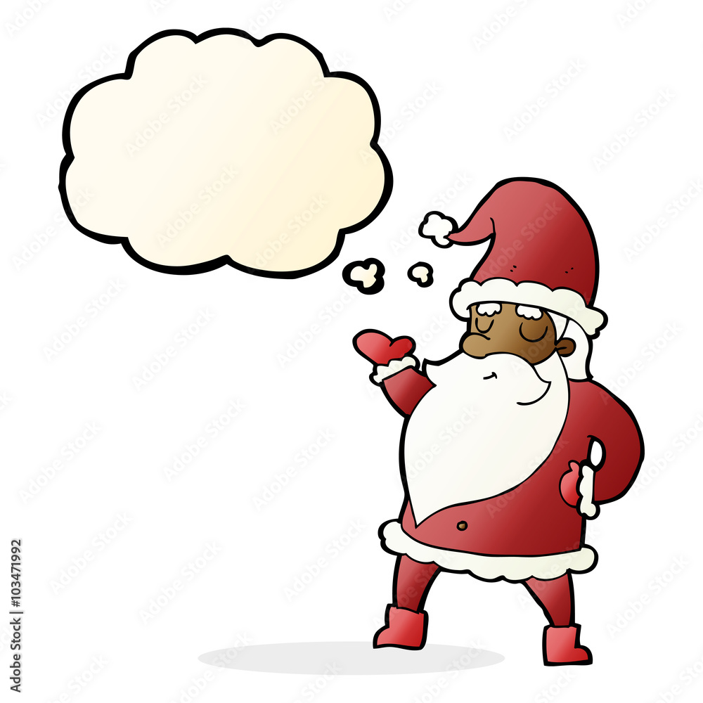 cartoon santa claus with thought bubble cartoon santa claus with thought bubble
