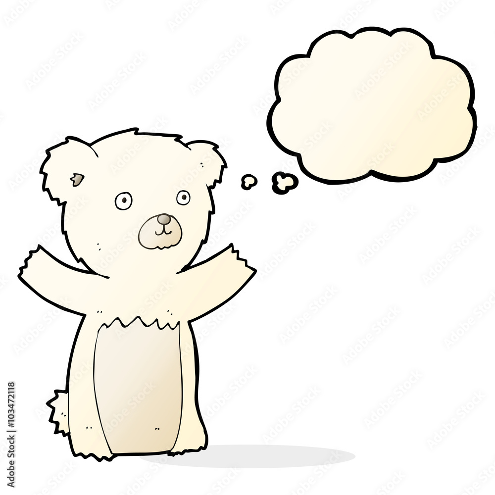 cute cartoon polar bear with thought bubble cute cartoon polar bear with thought bubble