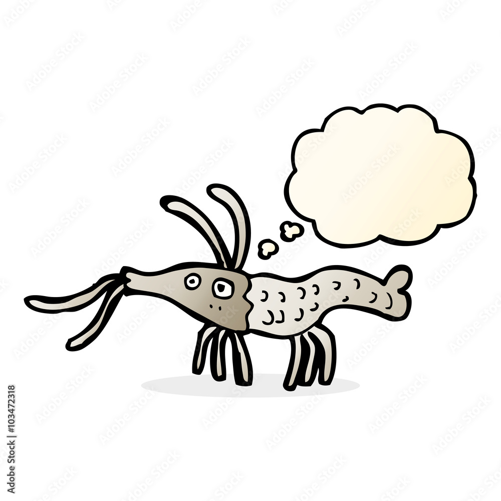 cartoon shrimp with thought bubble cartoon shrimp with thought bubble